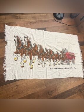 vintage Cannon Budweiser Clydesdales terrycloth beach towel 54x34”